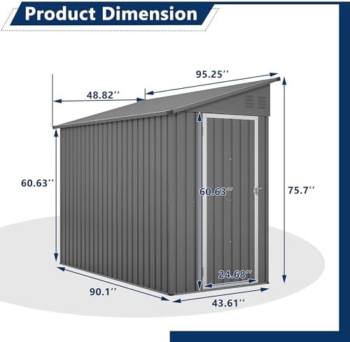 Grey metal lean to storage shed — photo 4