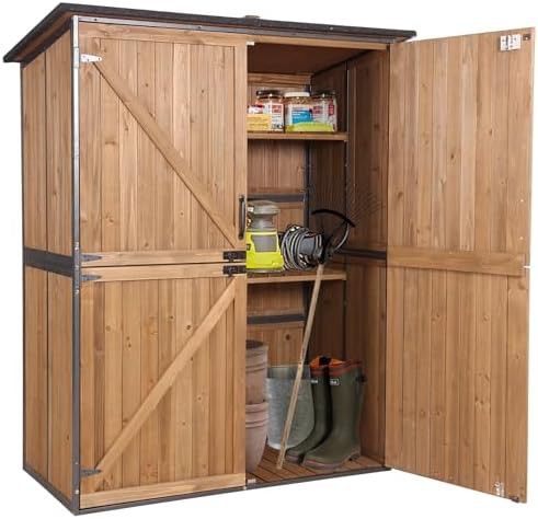 Large wooden waterproof outdoor storage cabinet