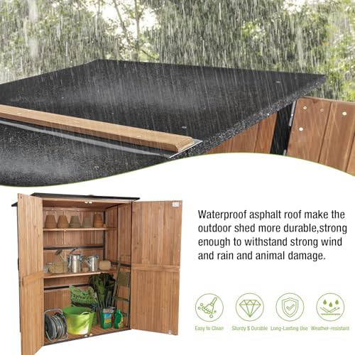 Large wooden waterproof outdoor storage cabinet — photo 3