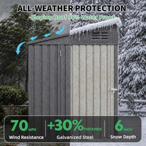 Dark grey lean to metal storage shed — photo 3
