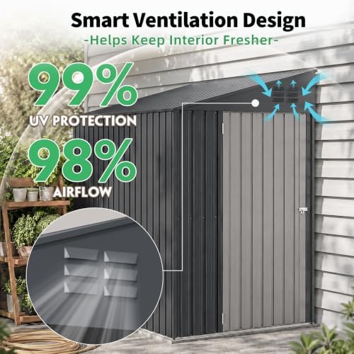 Dark grey lean to metal storage shed — photo 4