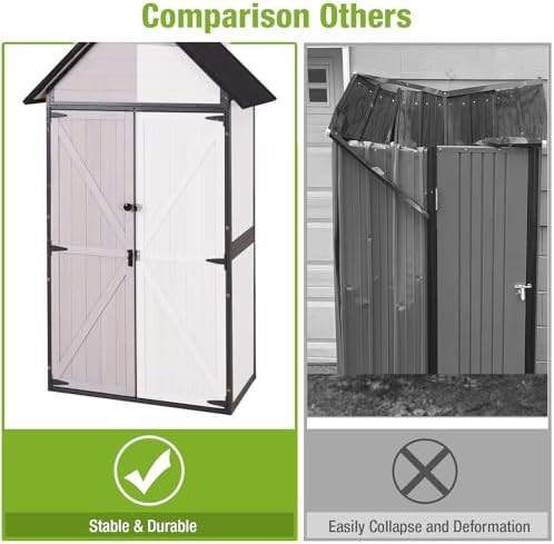 White vertical waterproof garden tool shed — photo 3