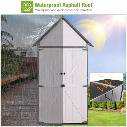 White vertical waterproof garden tool shed — photo 4