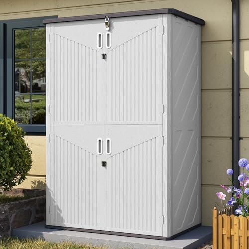 White vertical resin shed for small spaces