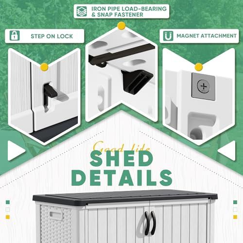 White horizontal outdoor storage cabinet with lock — photo 4