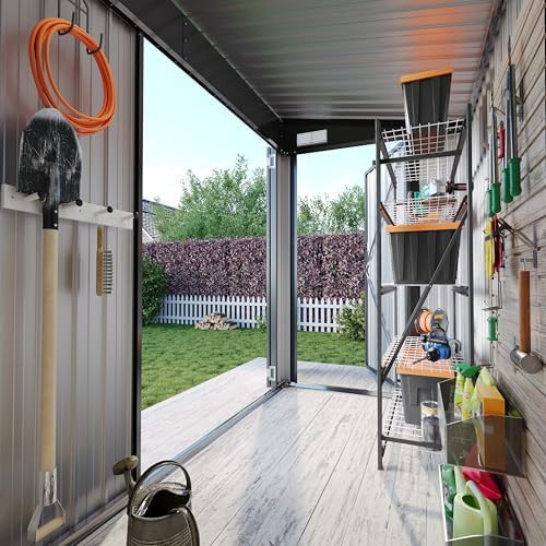 Triple door bike storage shed with locks — photo 3