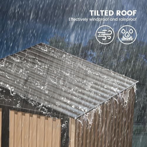 Brown metal tool shed with waterproof roof — photo 3