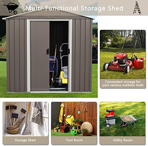 Gray metal shed with sliding doors — photo 4