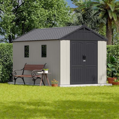 Beige Resin Bike Storage Shed