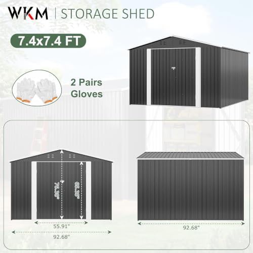 Black metal garden tool storage shed — photo 5