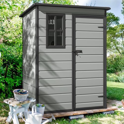 Blue gray resin tool shed with floor — photo 3