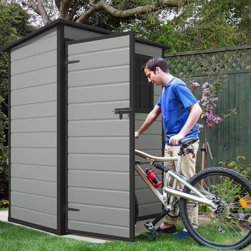 Blue gray resin tool shed with floor — photo 4