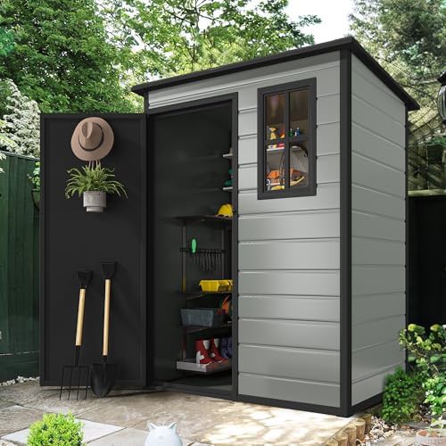 Blue gray resin tool shed with floor — photo 5