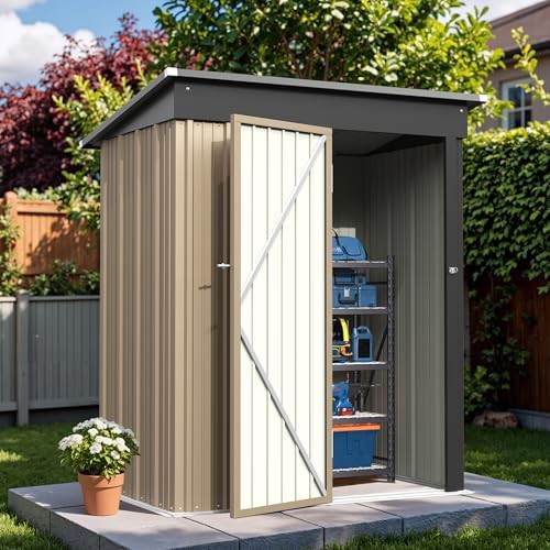 Brown metal sloped roof shed 5x3