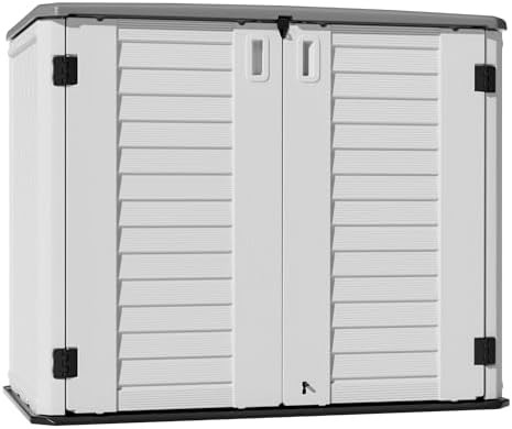 Warm white horizontal patio storage cabinet