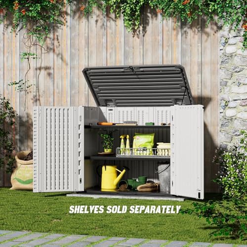 Warm white horizontal patio storage cabinet — photo 3