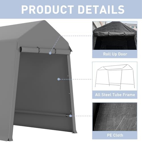 Gray heavy duty carport tent 7x12 — photo 3