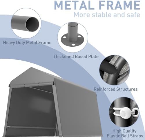 Gray heavy duty carport tent 7x12 — photo 4
