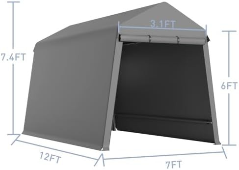 Gray heavy duty carport tent 7x12 — photo 5