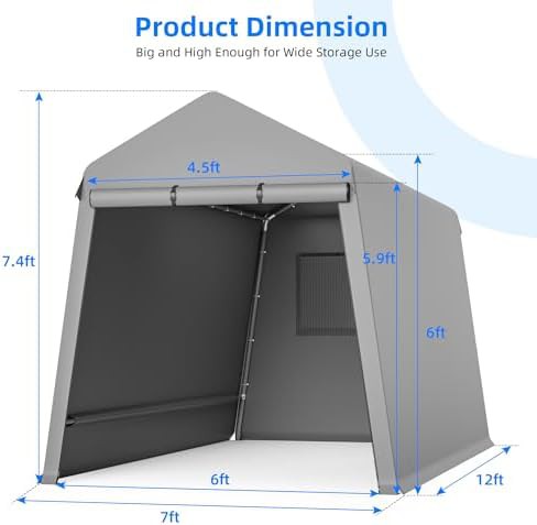 Portable garage shelter with roll up door — photo 4