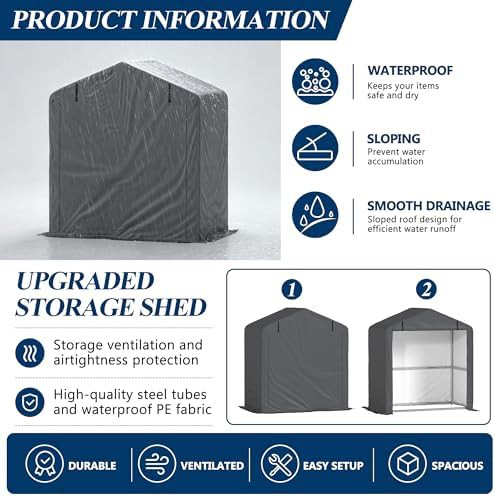 Portable grey outdoor storage shelter — photo 4