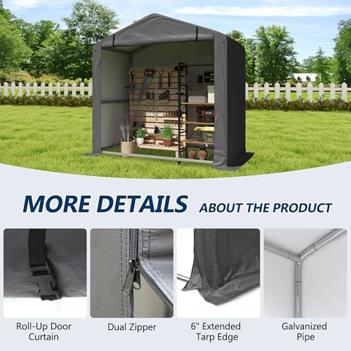 Portable grey outdoor storage shelter — photo 5