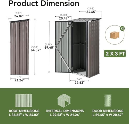 Small brown metal shed with sloped roof — photo 3