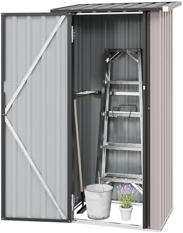Small brown metal shed with sloped roof — photo 4