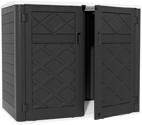 Large black horizontal resin storage box