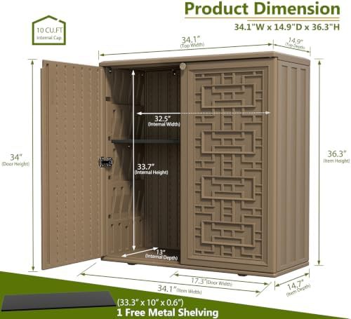 Coffee resin horizontal garden tool shed — photo 3