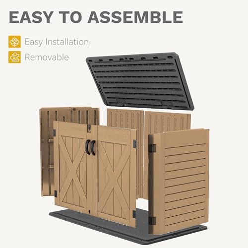 Brown horizontal resin bike storage shed — photo 5