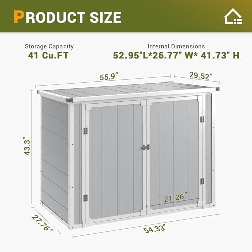 Horizontal Resin Trash Can Storage Shed — photo 3