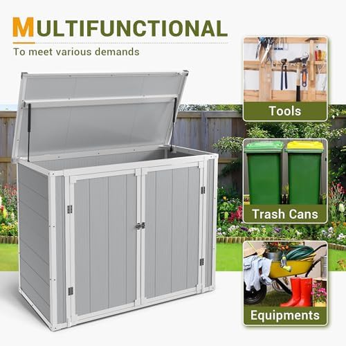 Horizontal Resin Trash Can Storage Shed — photo 4