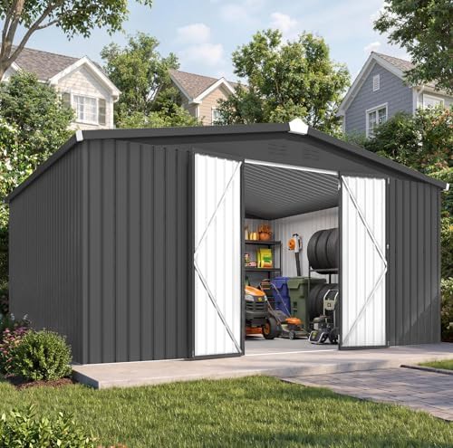 Large waterproof metal outdoor storage shed