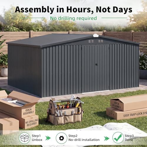 Large waterproof metal outdoor storage shed — photo 3