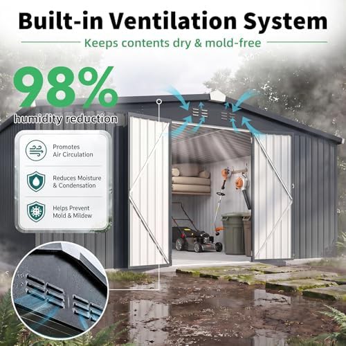 Large waterproof metal outdoor storage shed — photo 4