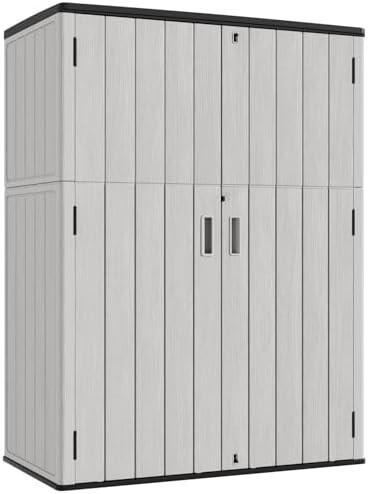 Vertical Gray Resin Storage Cabinet with Floor