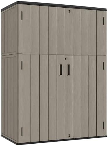 Vertical Brown Resin Outdoor Storage Shed