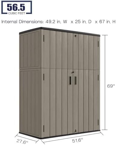 Vertical Brown Resin Outdoor Storage Shed — photo 4