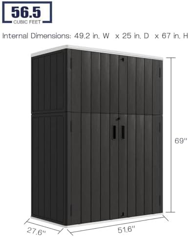 Vertical Black Resin Tool Storage Shed — photo 4