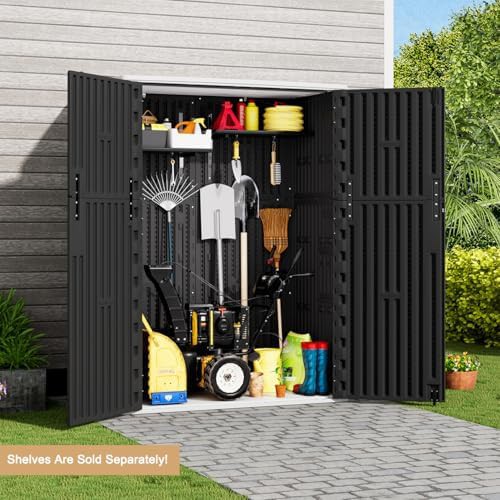Vertical Black Resin Tool Storage Shed — photo 5