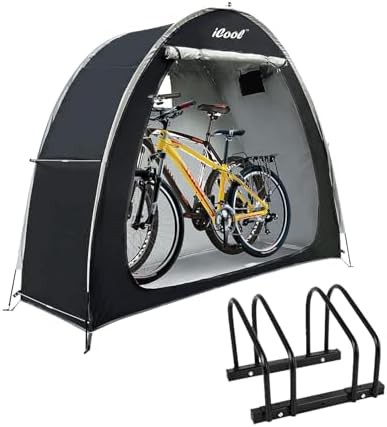 Outdoor bike shelter and parking stand combo