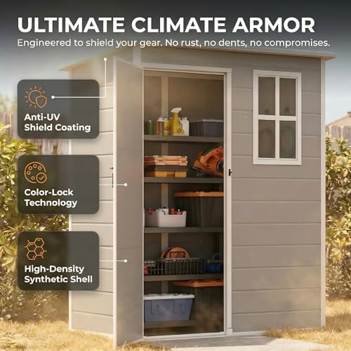 Gray Resin Storage Shed with Integrated Floor — photo 4