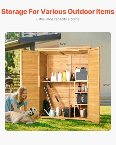 Large wooden garden tool cabinet with metal frame — photo 3