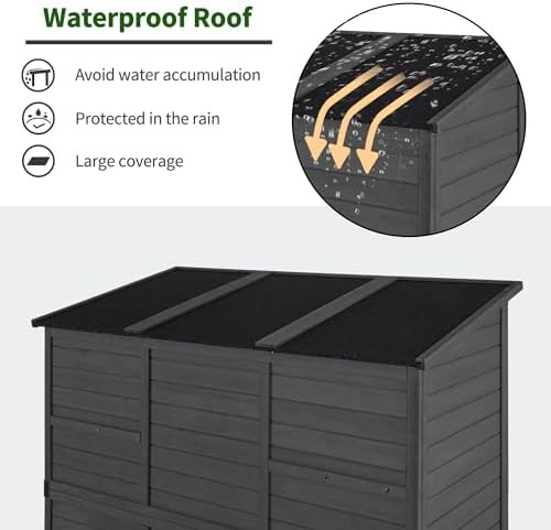 Gray wood garden cabinet with sloped roof — photo 5