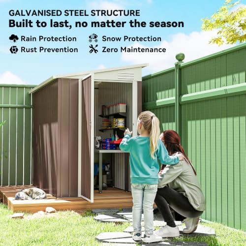 Brown metal lean-to shed with vents — photo 3