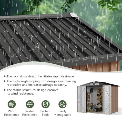 Light brown galvanized steel storage shed — photo 4