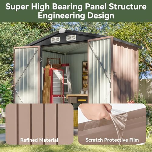 Light brown galvanized steel storage shed — photo 5