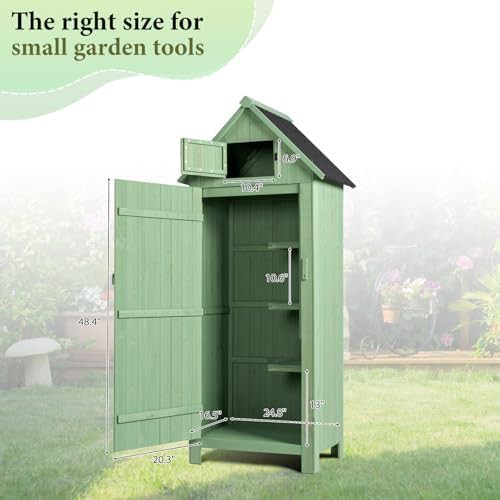 Light green wooden garden tool cabinet — photo 3