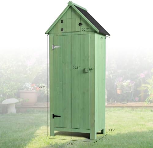 Light green wooden garden tool cabinet — photo 4